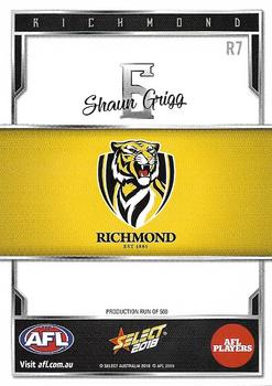 2018 Select AFL Club Team Sets - Richmond Tigers #R7 Shaun Grigg Back